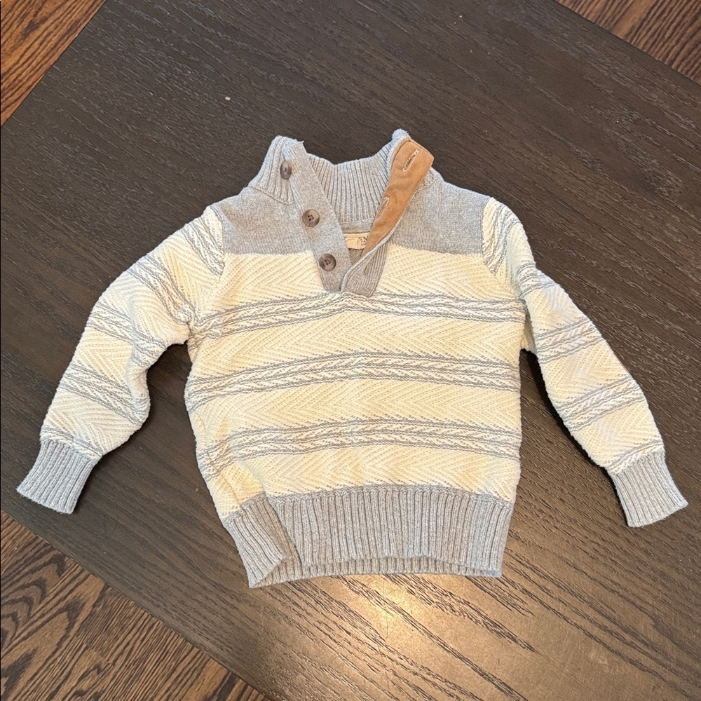 Striped Gray and Cream Sweater